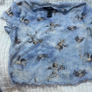 Forever 21 Blue Angel Print Blouse